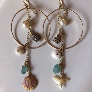 14k Gold fill sunrise shell/shark tooth earrings